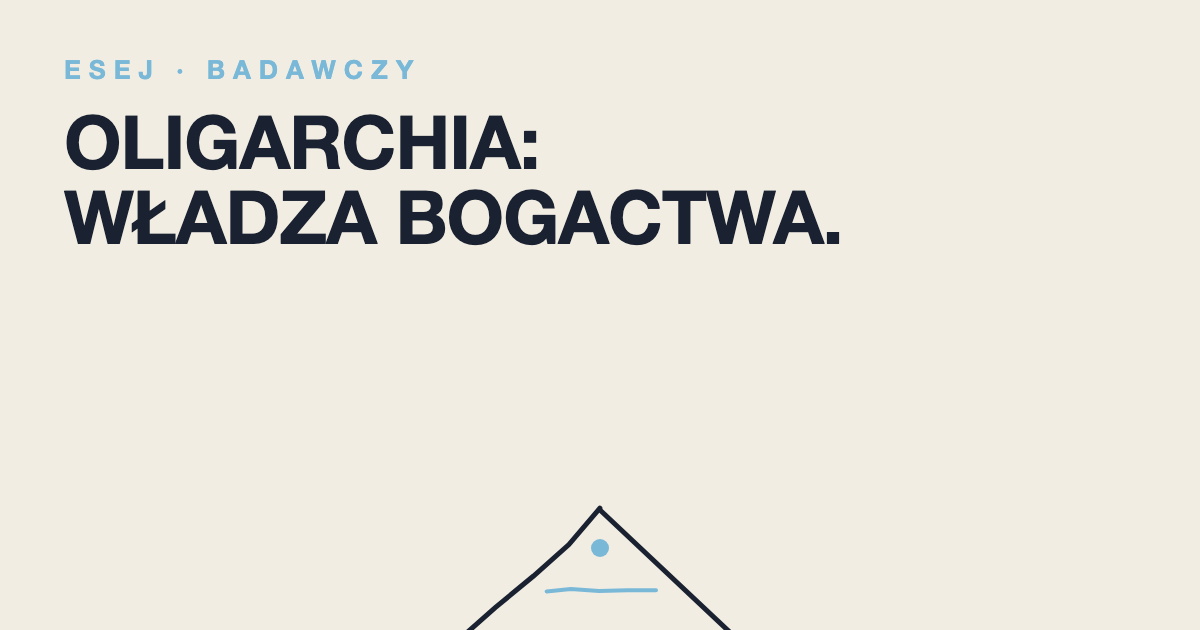Grafika: szczyt piramidy z jednym punktem władzy — granatowy line-art na kremie